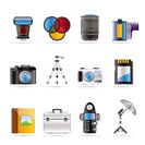 Photography equipment icons - vector icon set