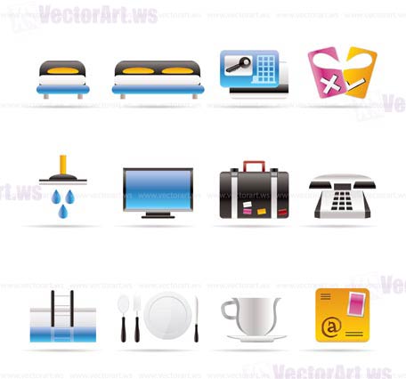 Hotel and motel icons  - Vector icon Set