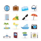 travel, trip and tourism icons - vector icon set