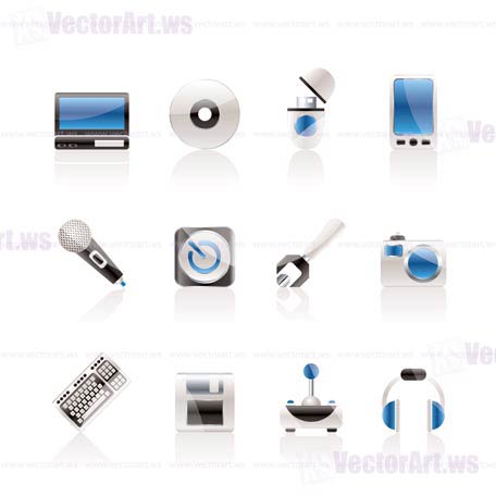 Computer and mobile phone Equipment Icons - Vector Icon Set