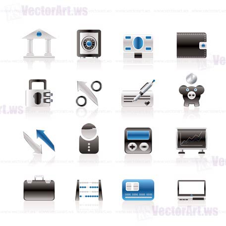 Bank, business and finance icons - vector icon set