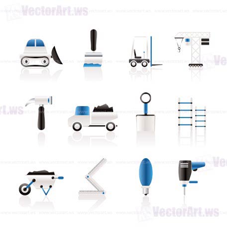 Building and Construction equipment icons - Vector Icon Set