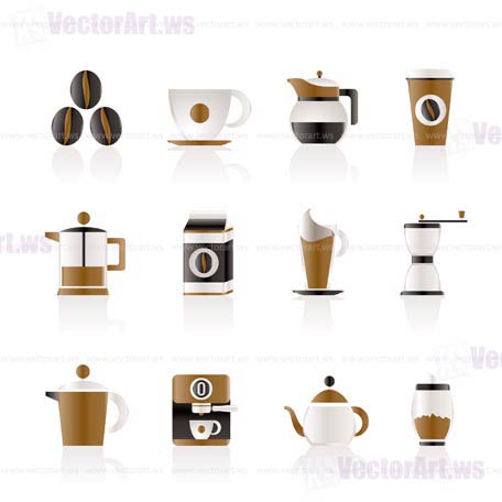 coffee industry signs and icons - vector icon set