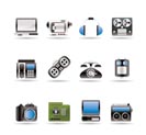electronics, media and technical equipment icons - vector icon set