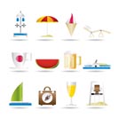 beach and holiday icons - vector icon set