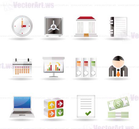 Business, finance and office icons - vector icon set