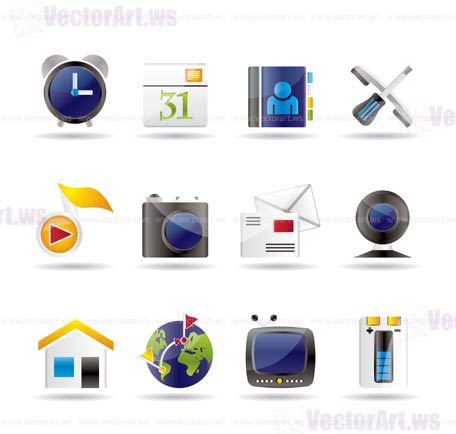 mobile phone and computer icons - vector icon set