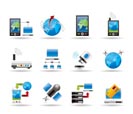 communication, computer and mobile phone icons - vector icon set