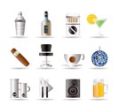 Night club, bar and drink icons - vector icon set