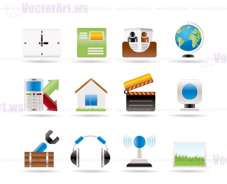 Mobile phone and computer icons - vector icon set