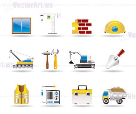 building and construction icons - vector icon set