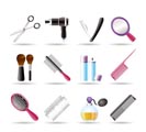 cosmetic, make up and hairdressing icons - vector icon set