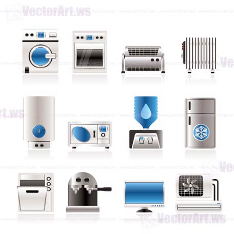 Home electronics and equipment icons - vector icon set