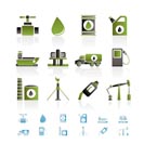 oil and petrol industry objects icons - vector icon set