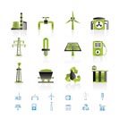 Power and electricity industry icons - vector icon set