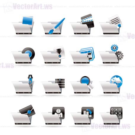 Computer and Phone Icons - Folders - Vector Icon Set