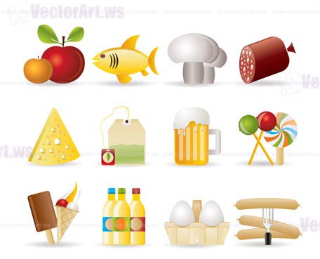 food, drink and shop icons - vector icon set