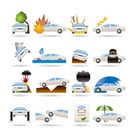 car and transportation insurance and risk icons - vector icon set