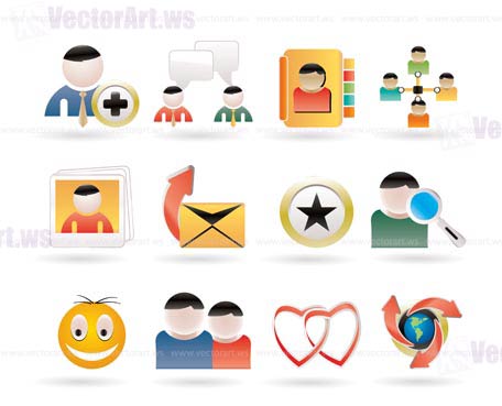 Internet Community and Social Network Icons - vector icon set