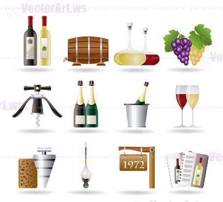 Wine and drink Icons - Vector Icon Set