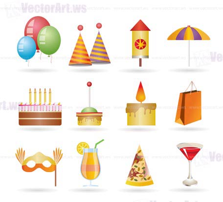 Party and holidays icons - vector icon set