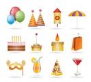 Party and holidays icons - vector icon set