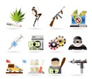 mafia and organized criminality activity icons - vector icon set
