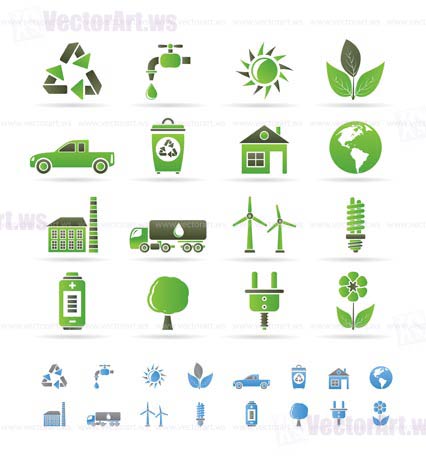 ecology and environment icons - vector icon set