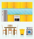 kitchen objects, furniture and equipment - vector illustration