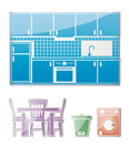 kitchen objects, furniture and equipment - vector illustration