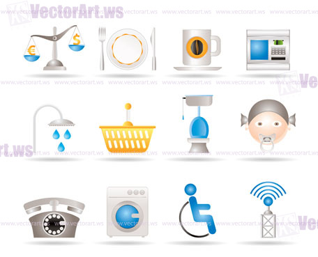 Roadside, hotel and motel services icons  - vector icon set