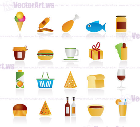 Shop and Foods Icons - Vector Icon Set