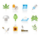 Different kind of drug icons - vector icon set