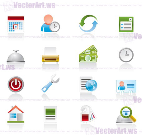 reservation and hotel icons - vector icon set