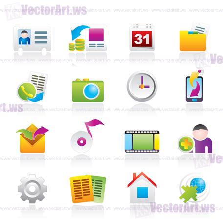 Mobile phone menu icons - vector icon set