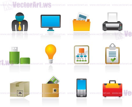 Business and office equipment icons - vector icon set