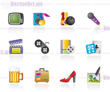 Leisure activity and objects icons - vector icon set