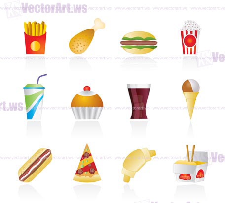 fast food and drink icons - vector icon set