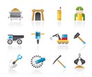 Mining and quarrying industry objects and icons - vector icon set