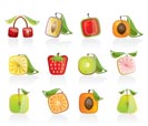 Abstract square fruit icons - vector icon set