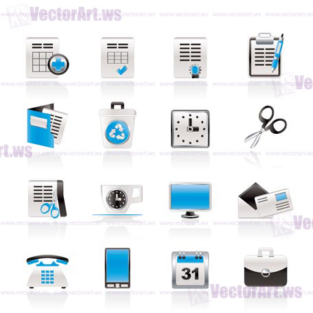 Business and office tools icons - vector icon set