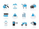 Holiday travel and transportation icons - vector icon set