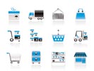 Storage, transportation, cargo and shipping icons - vector icon set