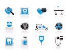 Medicine and hospital equipment icons - vector icon set