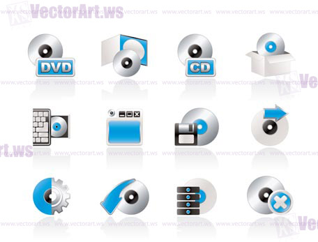 Computer Media and disk Icons - vector icon set