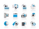 Computer Media and disk Icons - vector icon set