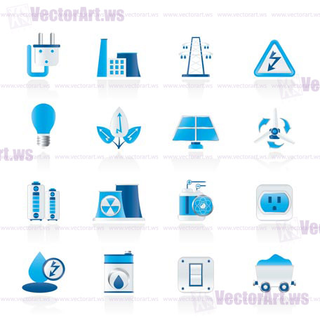 power, energy and electricity icons - vector icon set