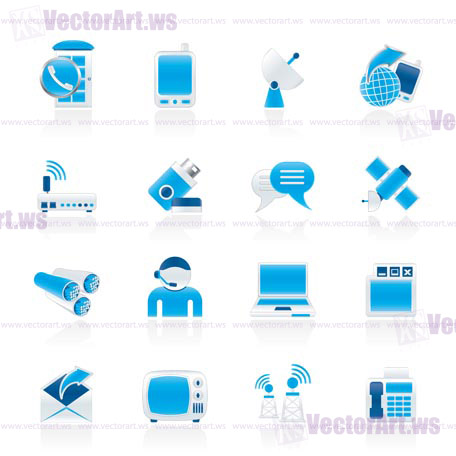 Communication, connection  and technology icons - vector icon set