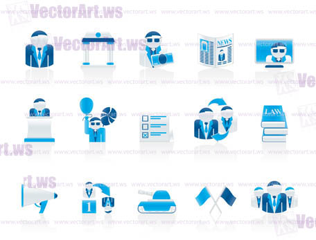 Politics, election and political party icons - vector icon set