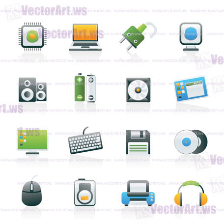 Computer Items and Accessories icons - vector icon set